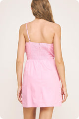 Flower Bow Mini Dress