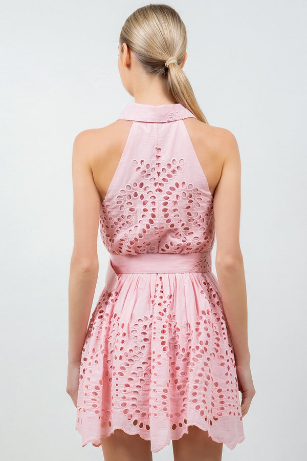 Aria Eyelet Crochet Mini Dress
