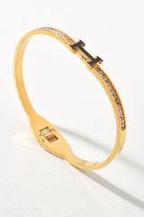 Rhinestone H Cuff Bracelet