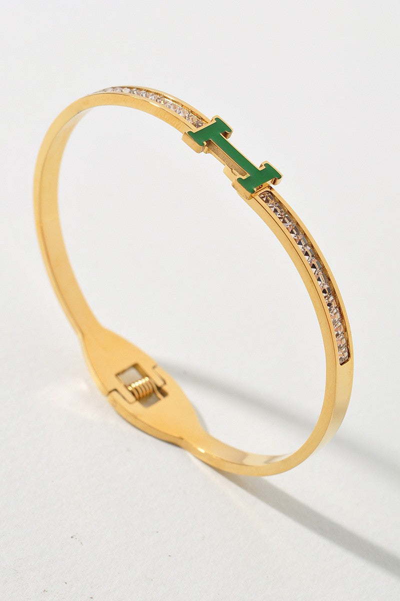 Rhinestone H Cuff Bracelet