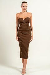 Bella Rhinestone Tube Midi Dress