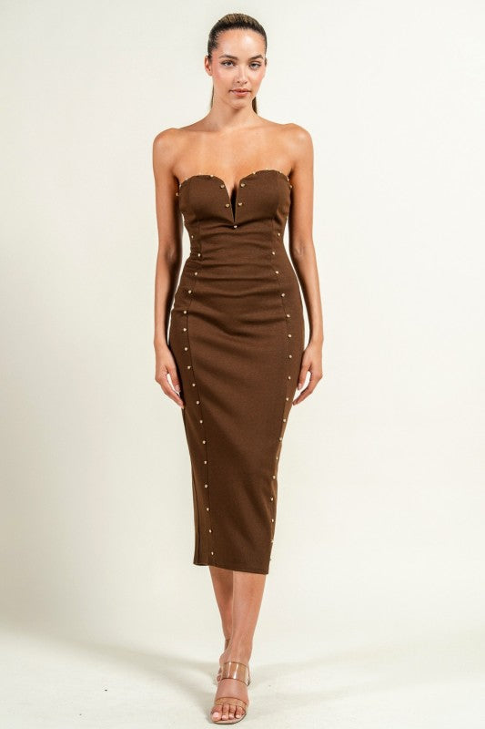 Bella Rhinestone Tube Midi Dress