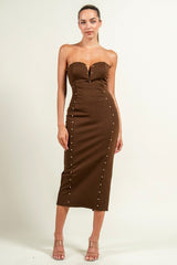 Bella Rhinestone Tube Midi Dress