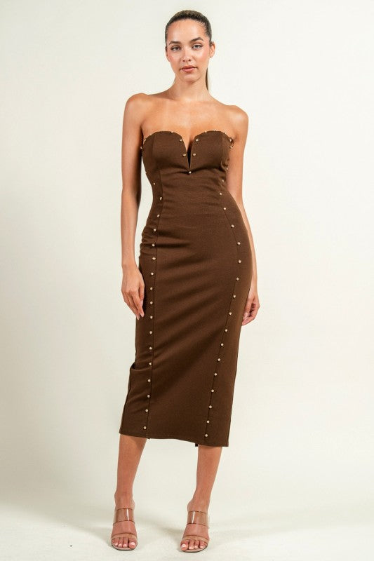 Bella Rhinestone Tube Midi Dress