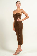 Bella Rhinestone Tube Midi Dress