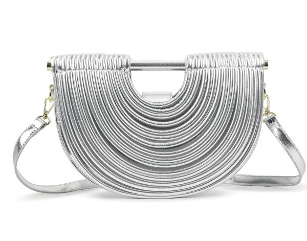 Metallic Arc-shaped Handbag