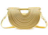 Metallic Arc-shaped Handbag