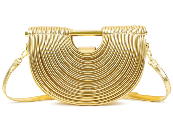 Metallic Arc-shaped Handbag