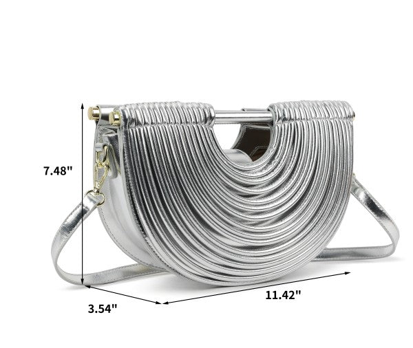 Metallic Arc-shaped Handbag