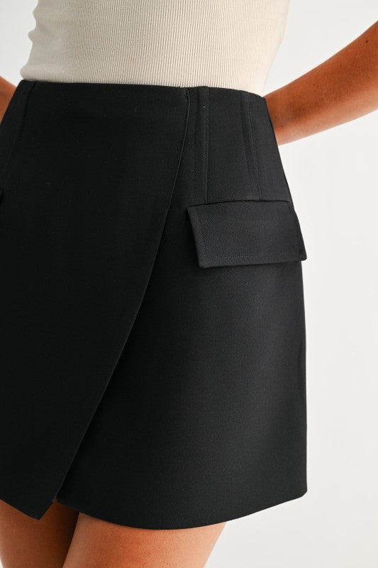 Ava Sleek Wrap Mini Skirt