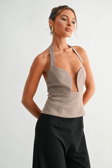 Nora Halter Peplum Top