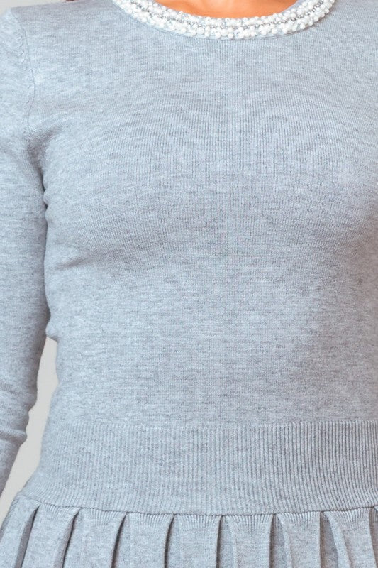 Lila Knit Pleated Mini Dress