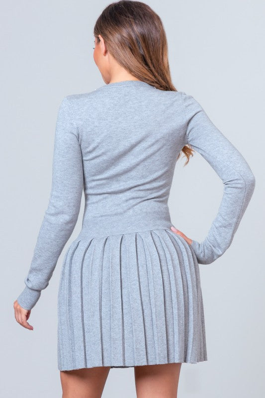 Lila Knit Pleated Mini Dress