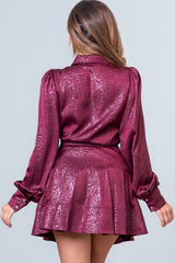 Sophia Textured Collar Top & Skirt Set