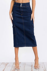 Alice Denim Cargo Midi Skirt