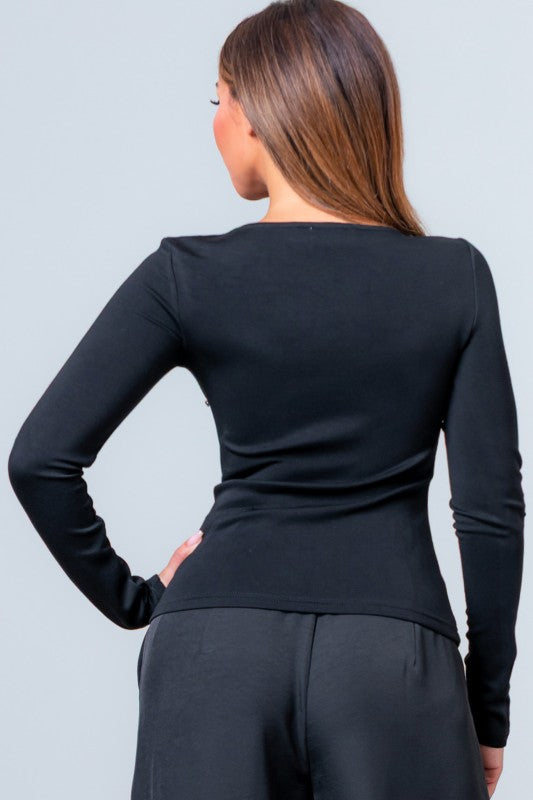 Sabrina Luxe Rhinestone Long Sleeve Top