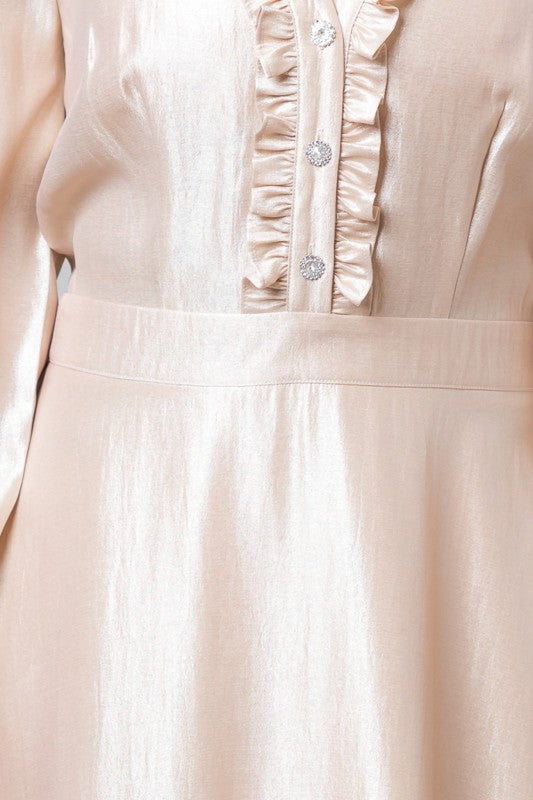 Vivienne Rhinestone Neck Midi Dress