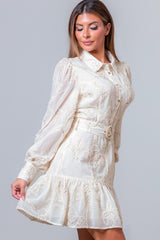 Aurora Gold Embroidered Mini Dress