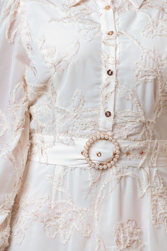 Aurora Gold Embroidered Mini Dress