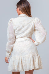 Aurora Gold Embroidered Mini Dress