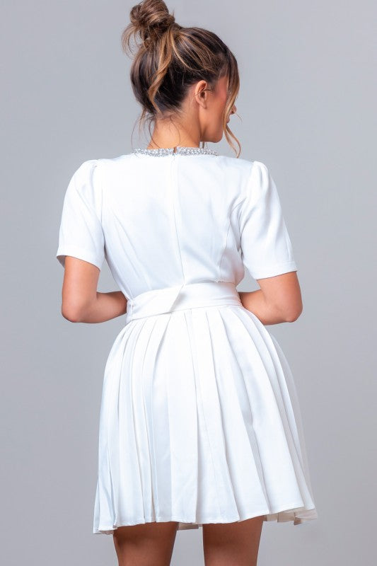 Emilia Pearled Rhinestone Mini Skirt Set