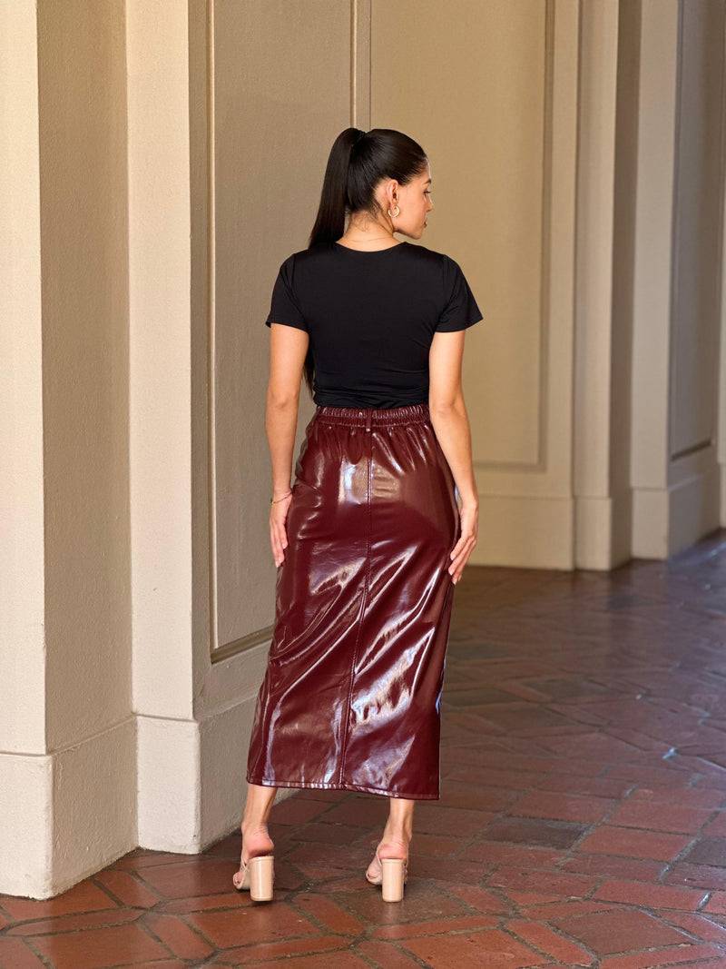 Anne Midi Leather Skirt