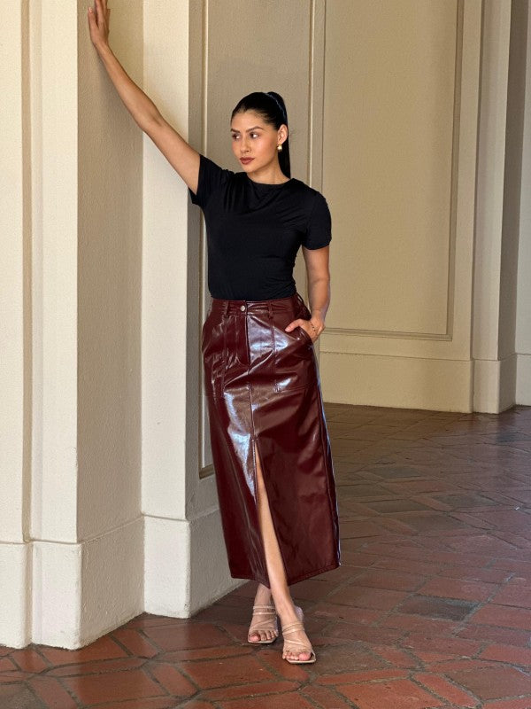 Anne Midi Leather Skirt
