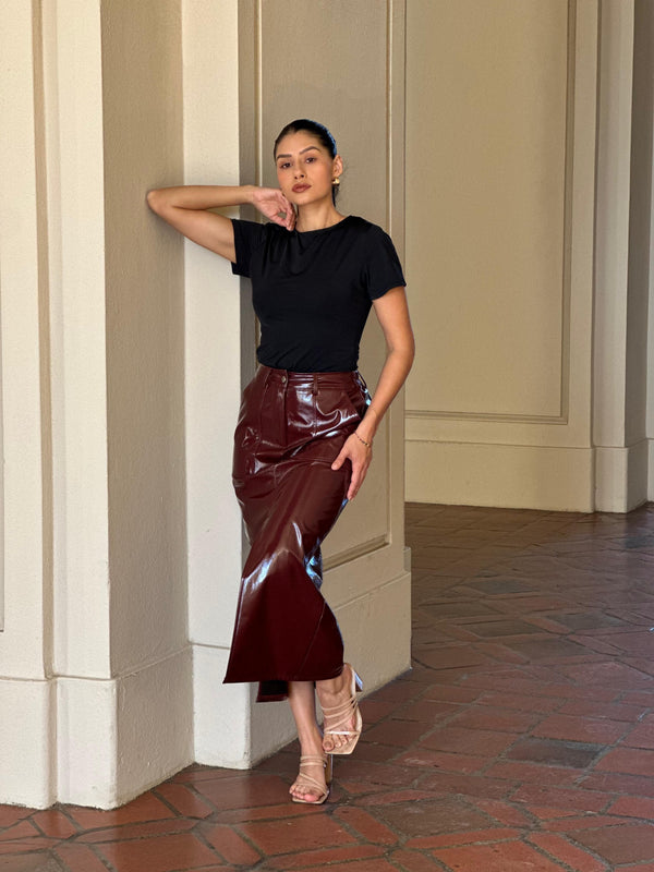 Anne Midi Leather Skirt