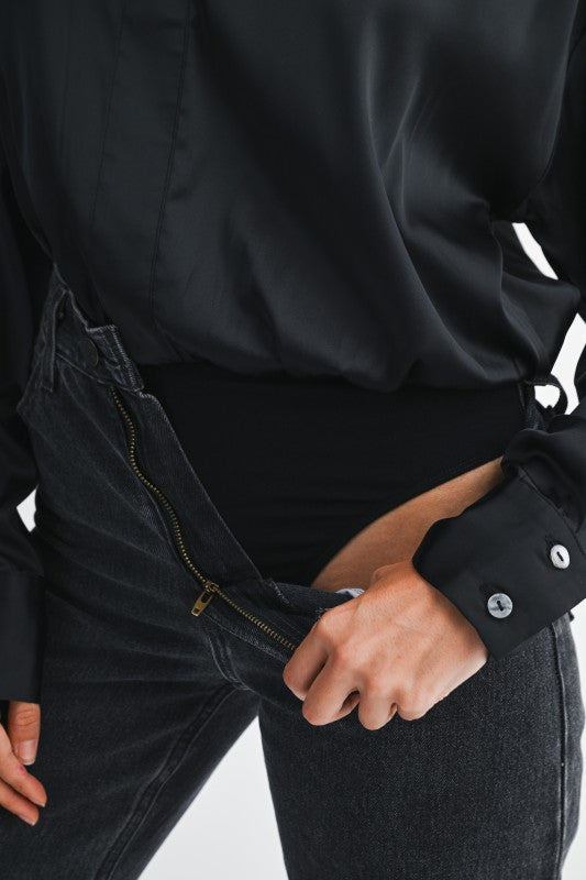 Satin Long Sleeve Bodysuit