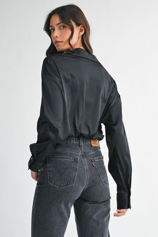 Satin Long Sleeve Bodysuit