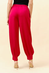 High-Waist Satin Cuffed Pants