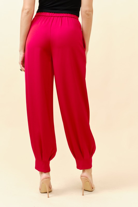 High-Waist Satin Cuffed Pants