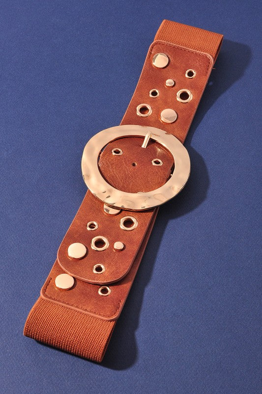 Round Buckle Elastic Belt