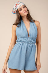 Ezra Denim Halter Romper