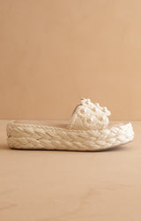 Pearl Raffia Platform Slide
