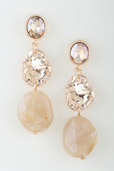 Hammered Crystal Stone Drop Earrings