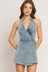 Laila Denim Skort Romper