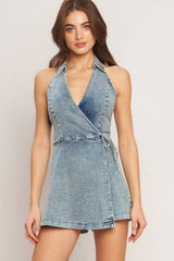Laila Denim Skort Romper
