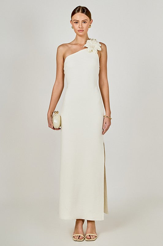 one shoulder flores maxi dress One-Shoulder Flores Maxi Dress