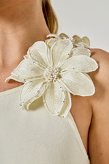 Flower Detail One Shoulder Maxi Dress