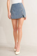 Washed Denim Skort