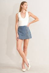 Washed Denim Skort