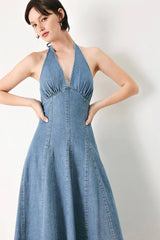Olive Denim Midi Dress