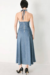Olive Denim Midi Dress