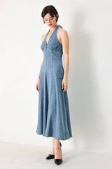 Olive Denim Midi Dress