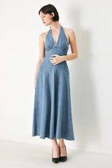 Olive Denim Midi Dress