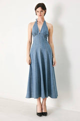 Olive Denim Midi Dress