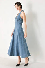 Olive Denim Midi Dress
