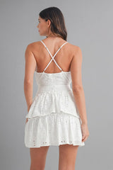Iris Lace Ruffle Mini Dress