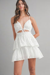 Iris Lace Ruffle Mini Dress
